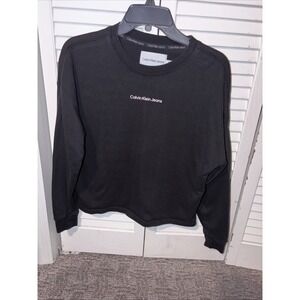 Pre-loved Calvin Klein Womens Long Sleeve Crop Top Pullover Sweater Size S Black